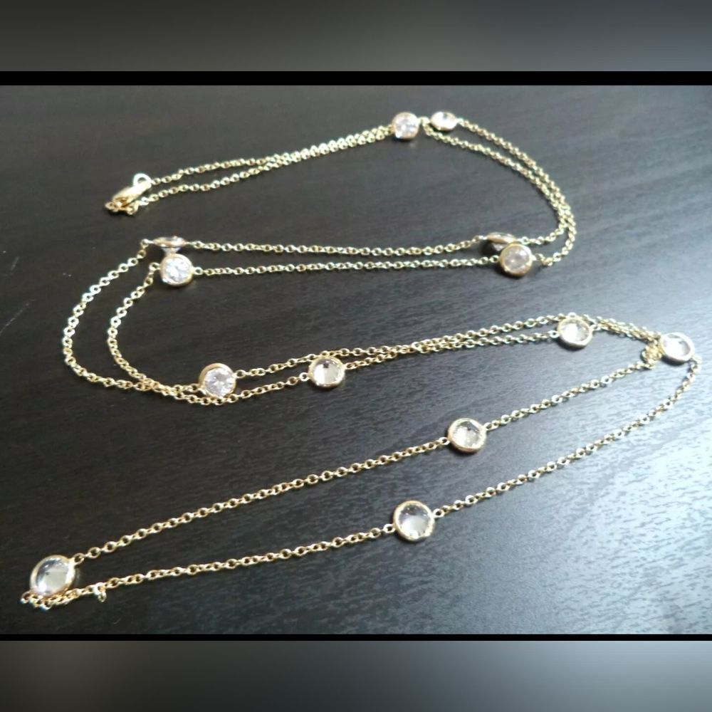 VINTAGE UNSIGNED SWAROVSKI GLASS WINDOW PANE 41" NECKLACE